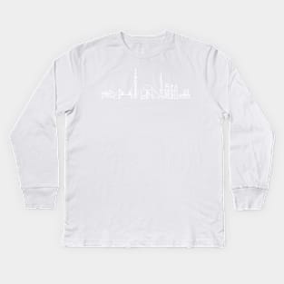 Tokyo Skyline in a single line, purple Kids Long Sleeve T-Shirt